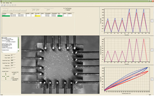 One view from the software with actual live video from the mounted sample.